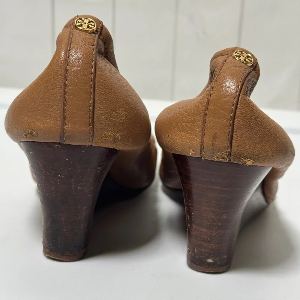 Tory Burch Brown Patent Leather Eddie Wedges Ballet Flats Look Slip On Sandal 9?